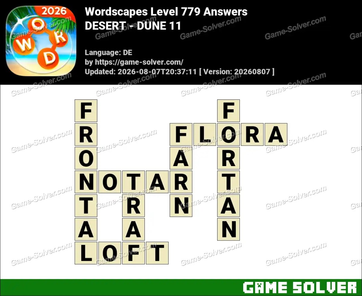 Wordscapes Deutsche Level 779 Answers — DESERT - DUNE 11