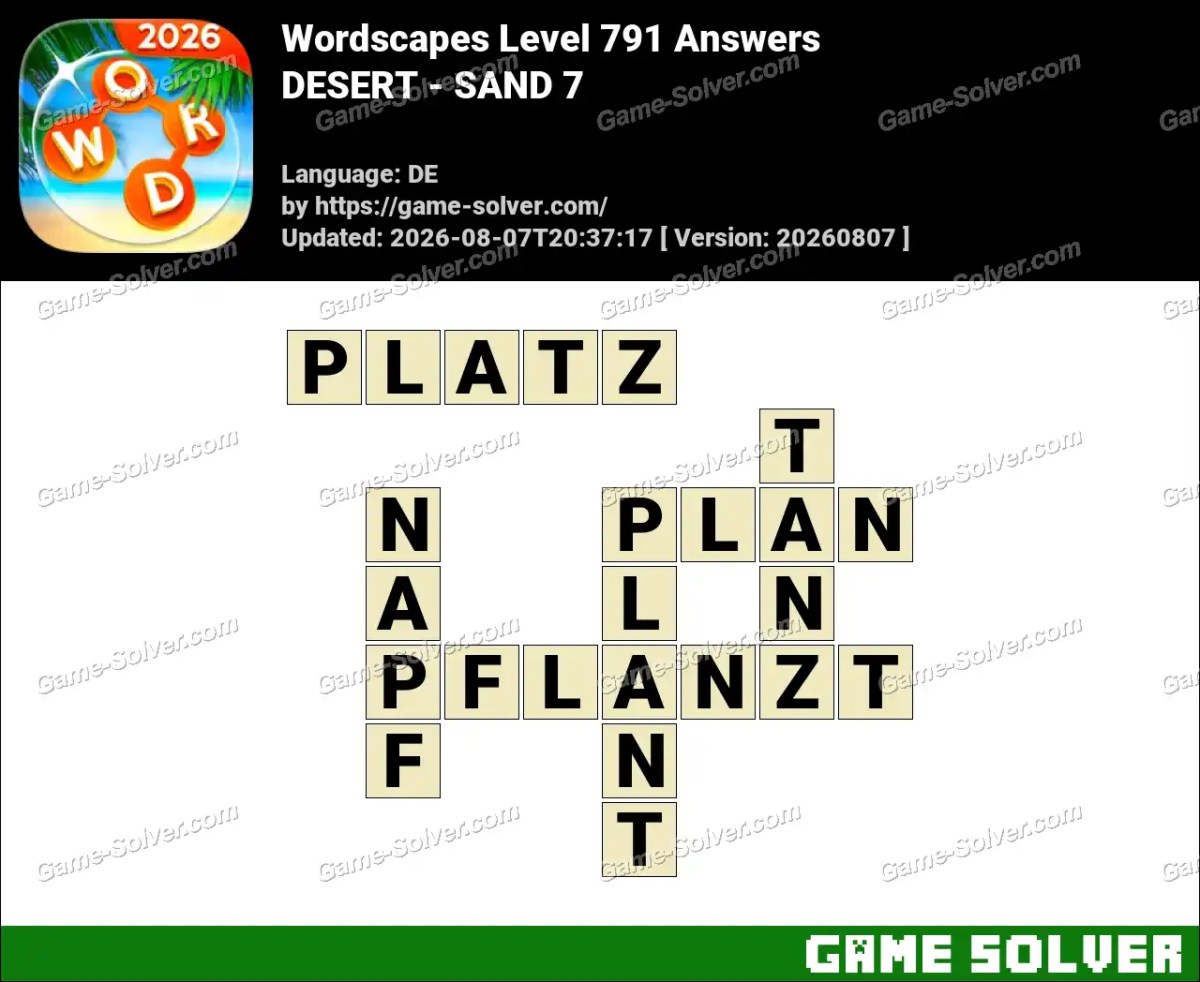 Wordscapes Deutsche Level 791 Answers — DESERT - SAND 7 Wordscapes Deutsche Level 791 Answers — DESERT - SAND 7