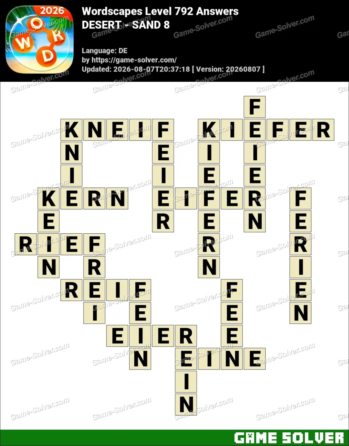 Wordscapes Deutsche Level 792 Answers — DESERT - SAND 8 Wordscapes Deutsche Level 792 Answers — DESERT - SAND 8