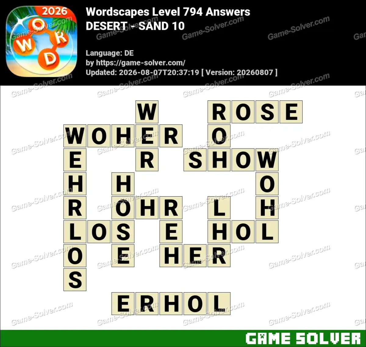 Wordscapes Deutsche Level 794 Answers — DESERT - SAND 10 Wordscapes Deutsche Level 794 Answers — DESERT - SAND 10