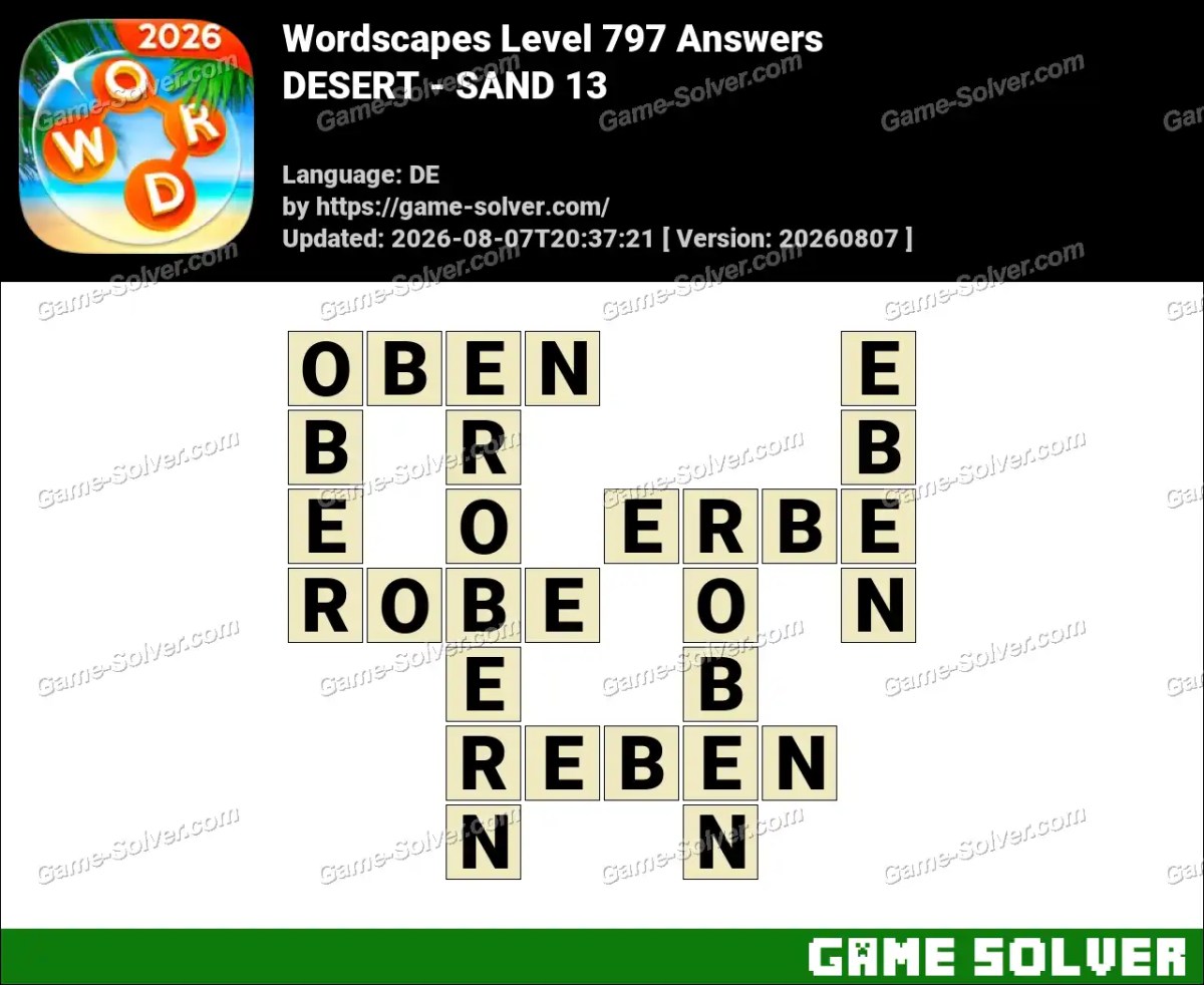 Wordscapes Deutsche Level 797 Answers — DESERT - SAND 13 Wordscapes Deutsche Level 797 Answers — DESERT - SAND 13