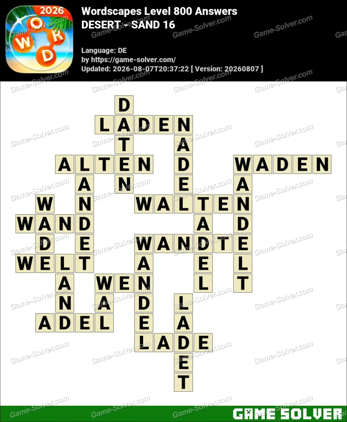 Wordscapes Deutsche Level 800 Answers — DESERT - SAND 16 Wordscapes Deutsche Level 800 Answers — DESERT - SAND 16