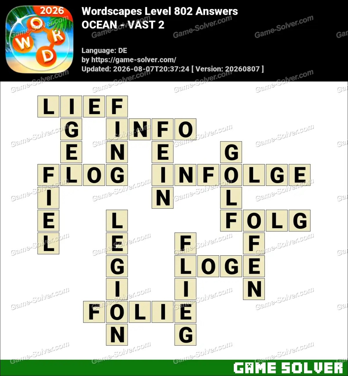 Wordscapes Deutsche Level 802 Answers — OCEAN - VAST 2 Wordscapes Deutsche Level 802 Answers — OCEAN - VAST 2