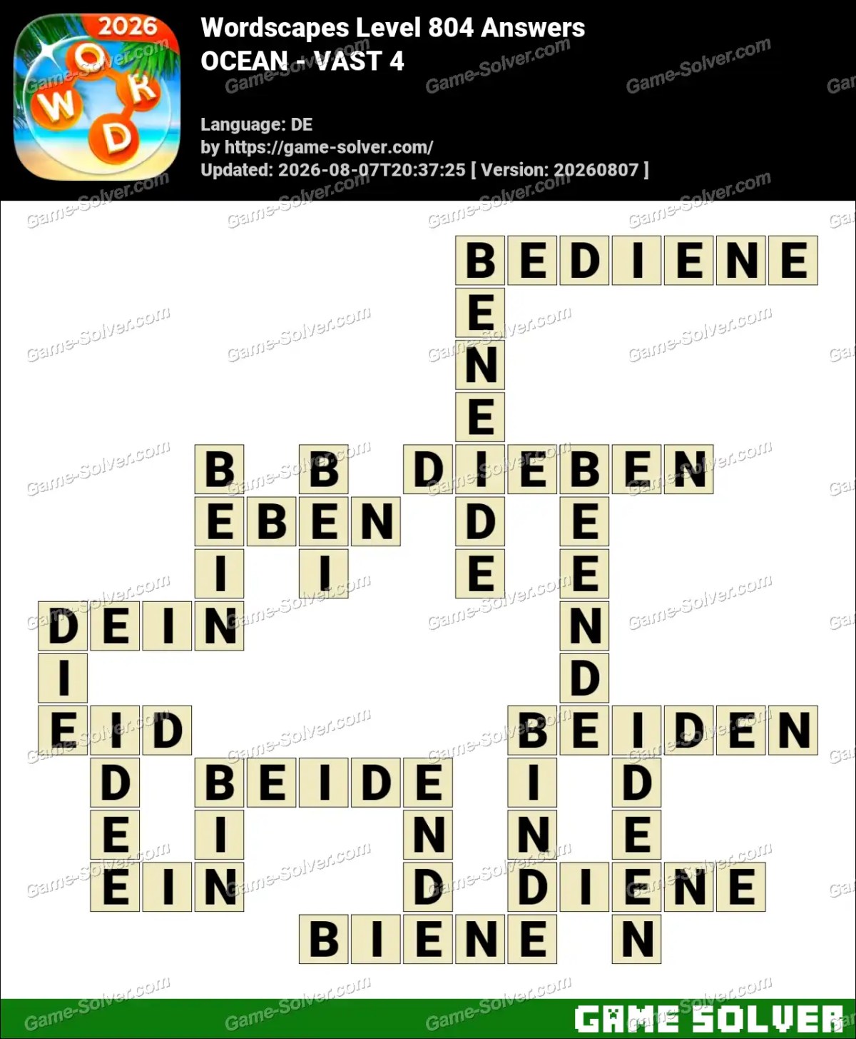 Wordscapes Deutsche Level 804 Answers — OCEAN - VAST 4 Wordscapes Deutsche Level 804 Answers — OCEAN - VAST 4