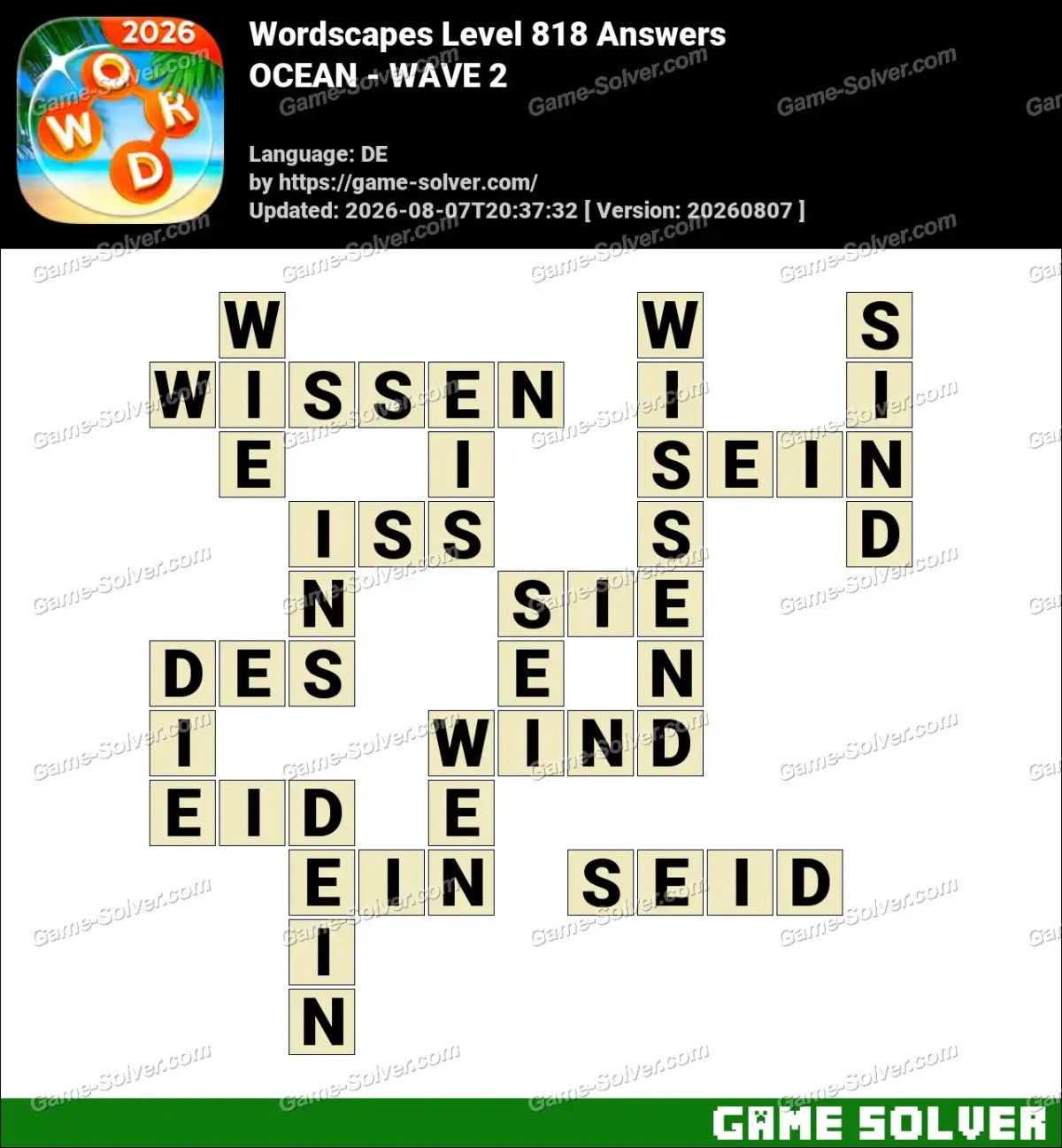 Wordscapes Deutsche Level 818 Answers — OCEAN - WAVE 2 Wordscapes Deutsche Level 818 Answers — OCEAN - WAVE 2