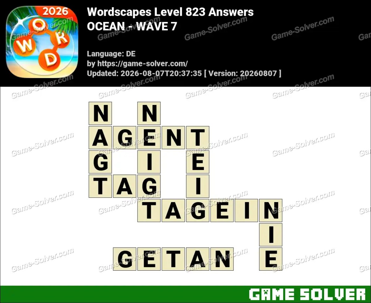 Wordscapes Deutsche Level 823 Answers — OCEAN - WAVE 7