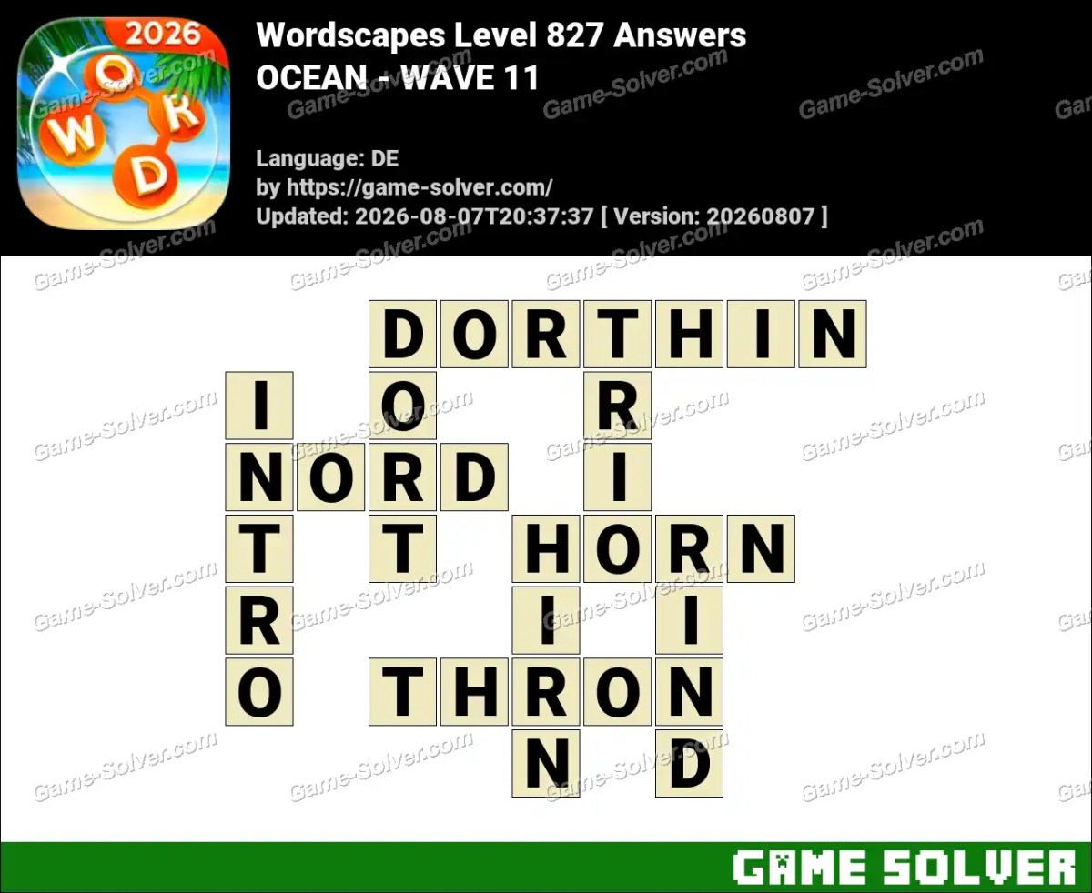 Wordscapes Deutsche Level 827 Answers — OCEAN - WAVE 11