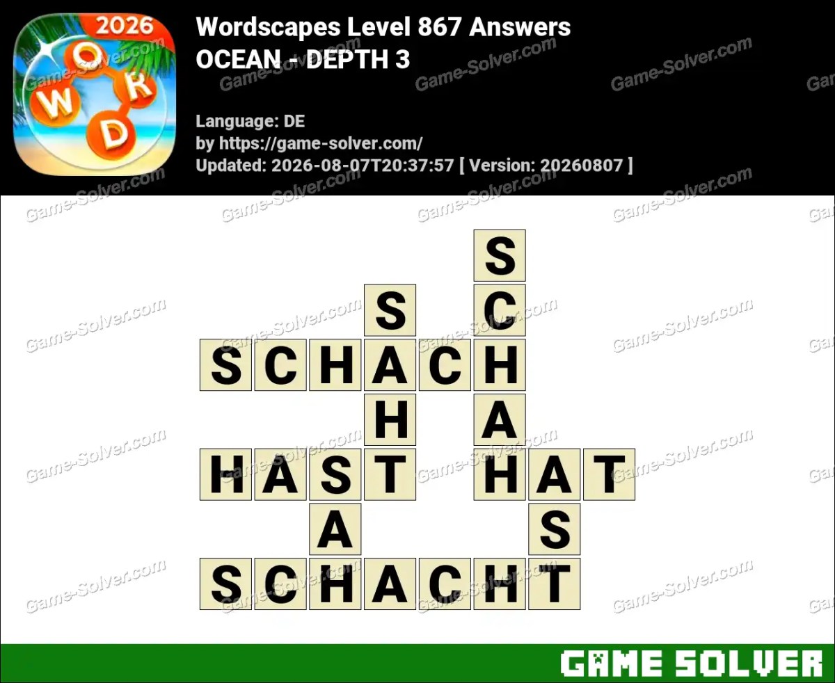Wordscapes Deutsche Level 867 Answers — OCEAN - DEPTH 3