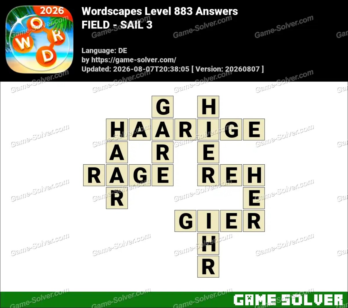 Wordscapes Deutsche Level 883 Answers — FIELD - SAIL 3