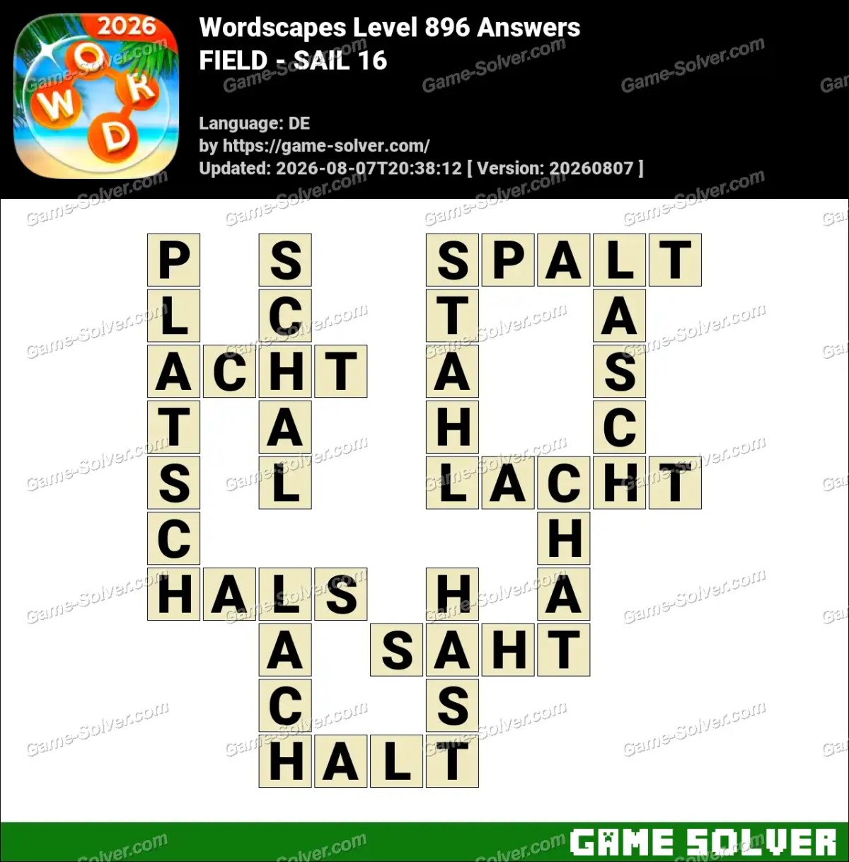 Wordscapes Deutsche Level 896 Answers — FIELD - SAIL 16 Wordscapes Deutsche Level 896 Answers — FIELD - SAIL 16