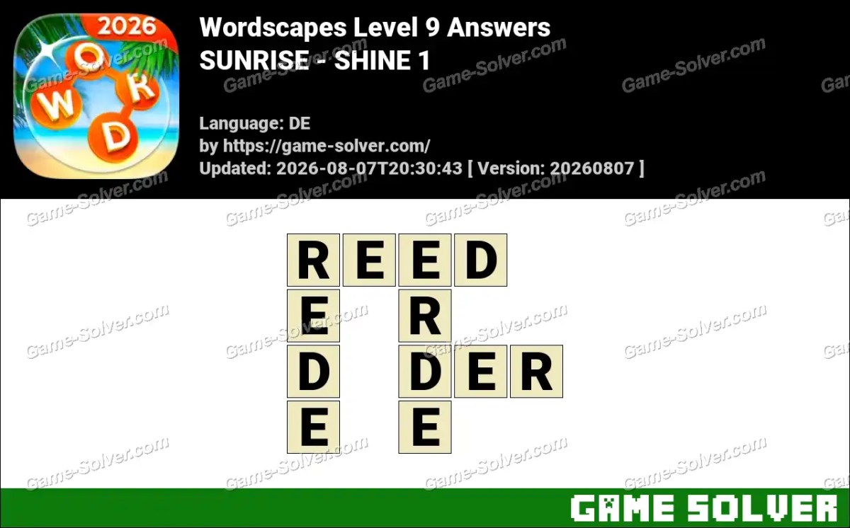 Wordscapes Deutsche Level 9 Answers — SUNRISE - SHINE 1 Wordscapes Deutsche Level 9 Answers — SUNRISE - SHINE 1