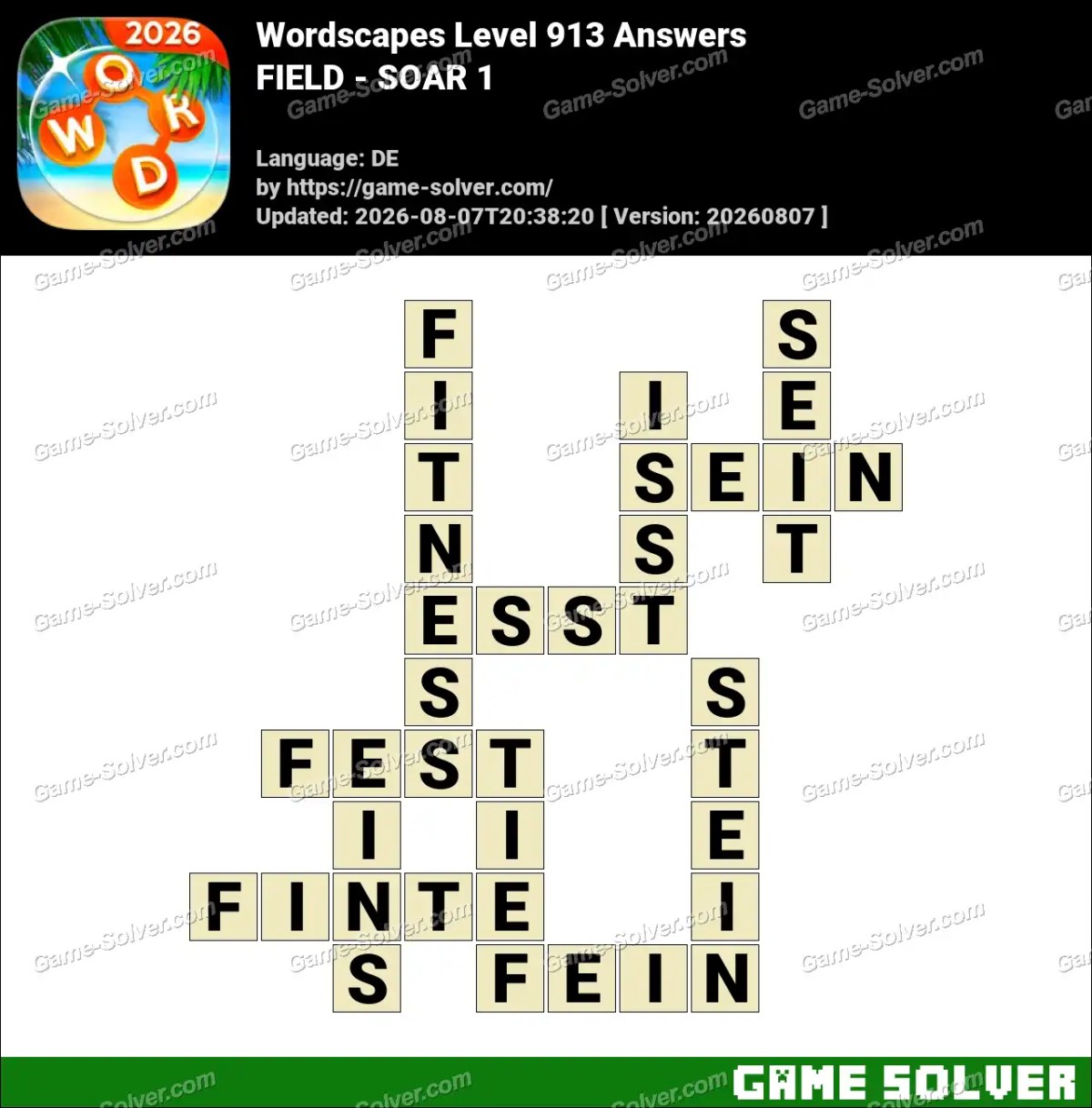 Wordscapes Deutsche Level 913 Answers — FIELD - SOAR 1