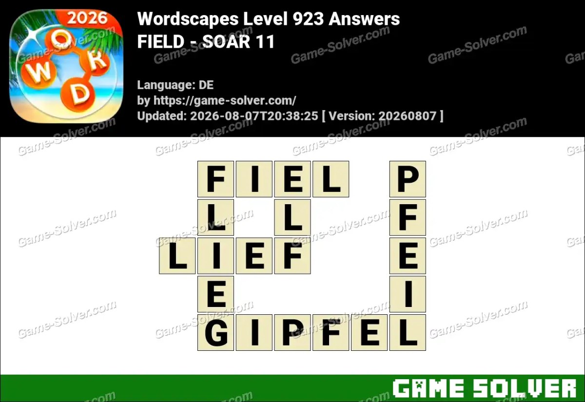 Wordscapes Deutsche Level 923 Answers — FIELD - SOAR 11