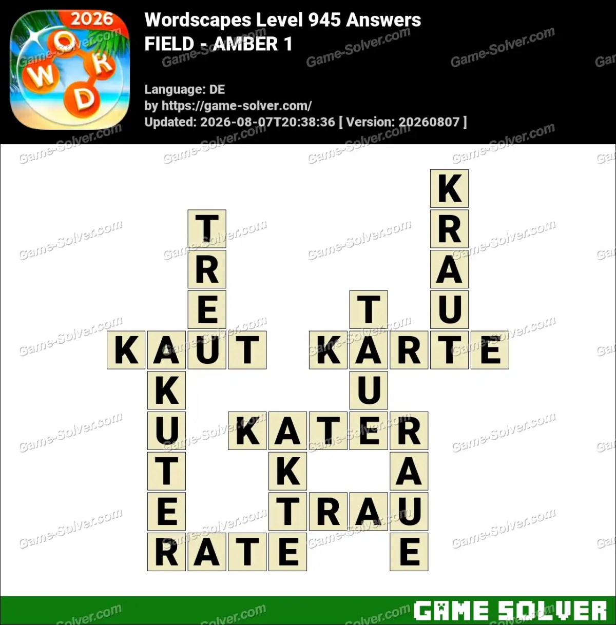 Wordscapes Deutsche Level 945 Answers — FIELD - AMBER 1
