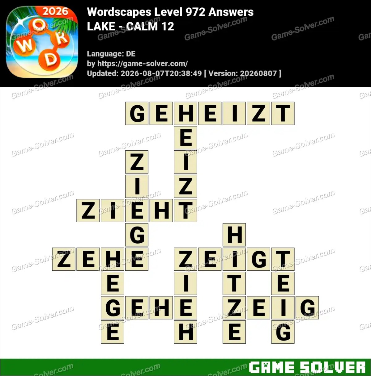 Wordscapes Deutsche Level 972 Answers — LAKE - CALM 12 Wordscapes Deutsche Level 972 Answers — LAKE - CALM 12
