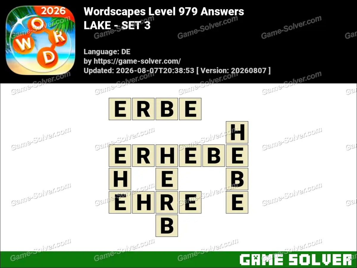 Wordscapes Deutsche Level 979 Answers — LAKE - SET 3 Wordscapes Deutsche Level 979 Answers — LAKE - SET 3
