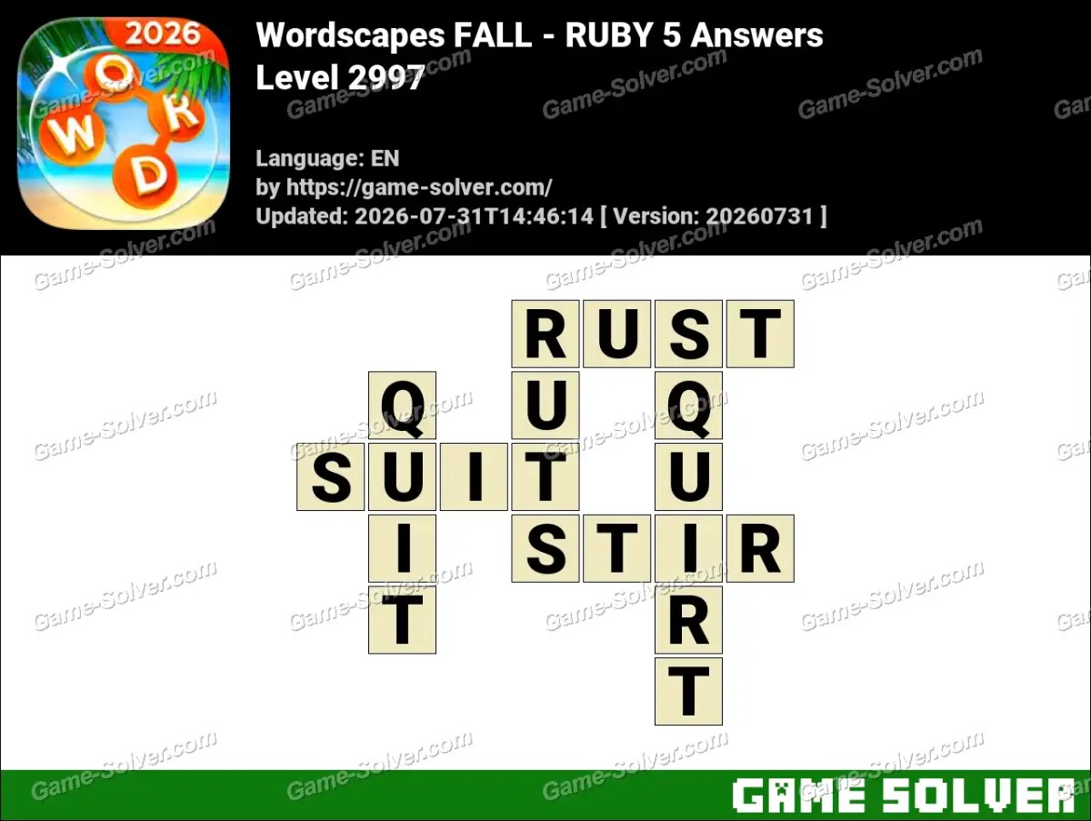 Wordscapes FALL - RUBY 5 Answers Wordscapes FALL - RUBY 5 Answers