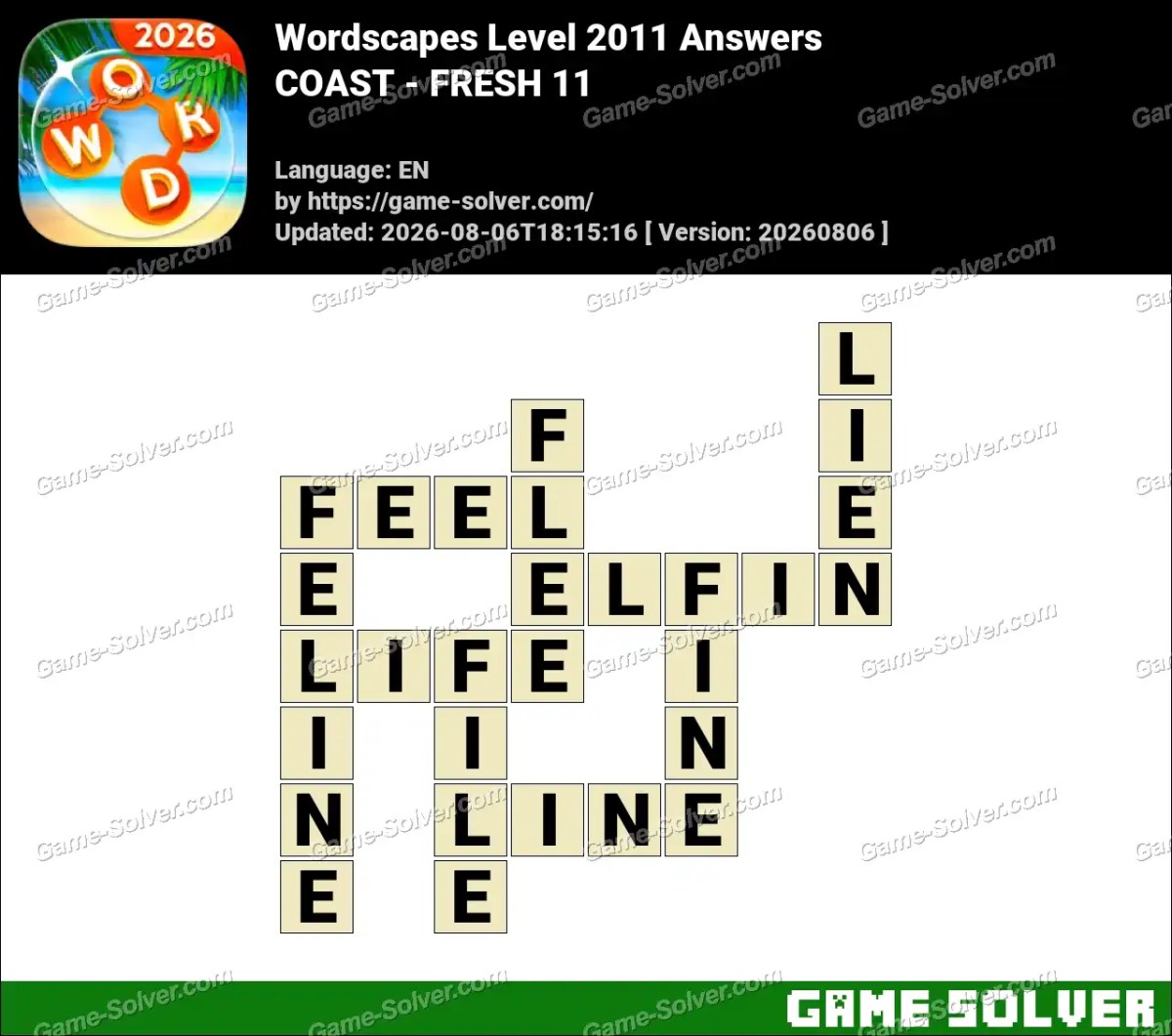 Wordscapes Level 2011 Answers — COAST - FRESH 11