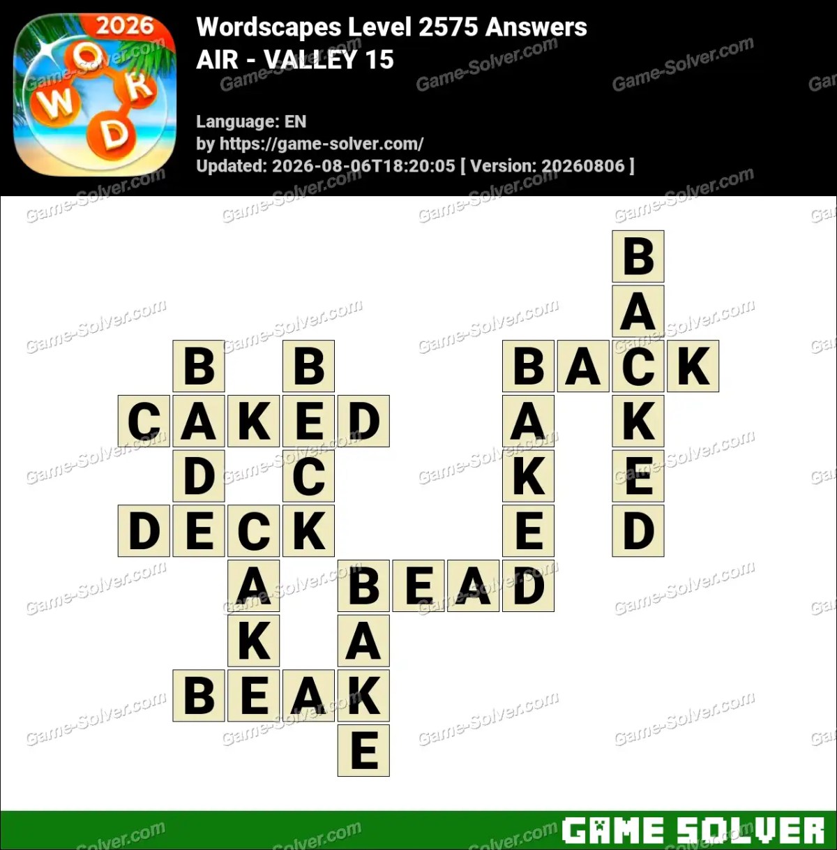 Wordscapes Level 2575 Answers — AIR - VALLEY 15