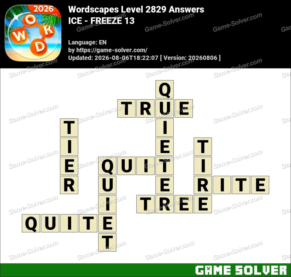 Wordscapes Level 2829 Answers — ICE - FREEZE 13 Wordscapes Level 2829 Answers — ICE - FREEZE 13