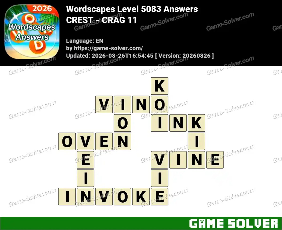 Wordscapes Level 5083 Answers — CREST - CRAG 11
