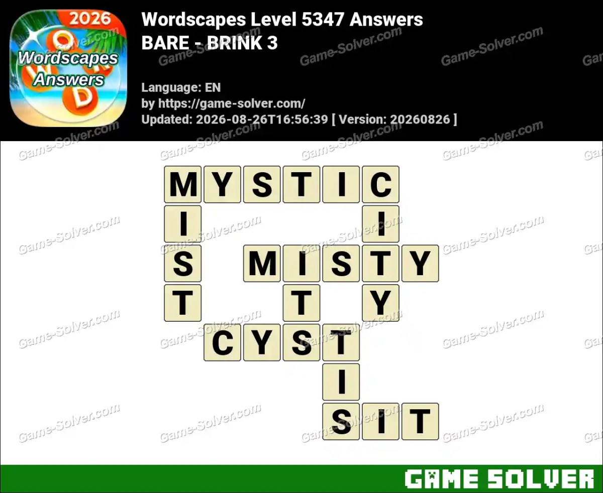 Wordscapes Level 5347 Answers — BARE - BRINK 3