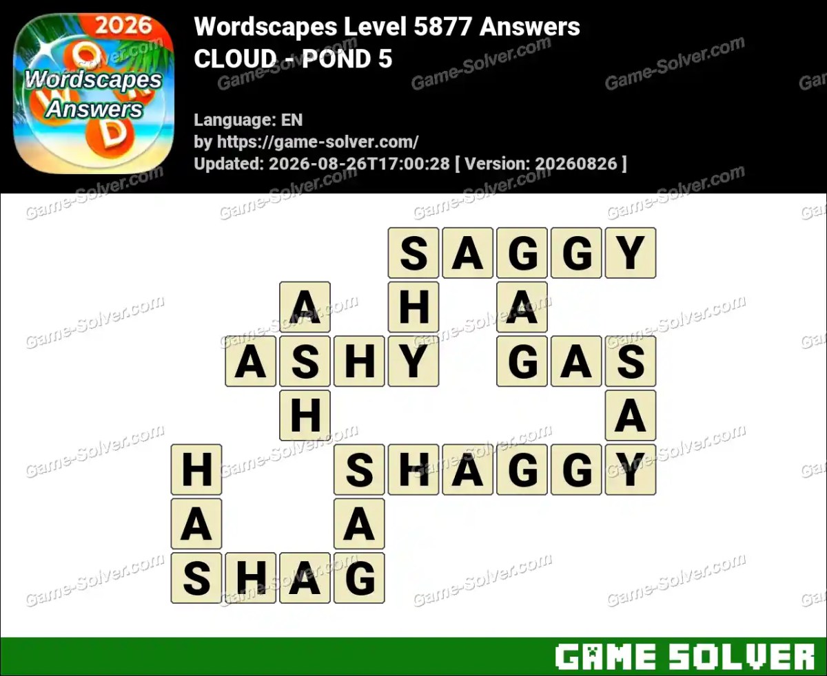 Wordscapes Level 5877 Answers — CLOUD - POND 5