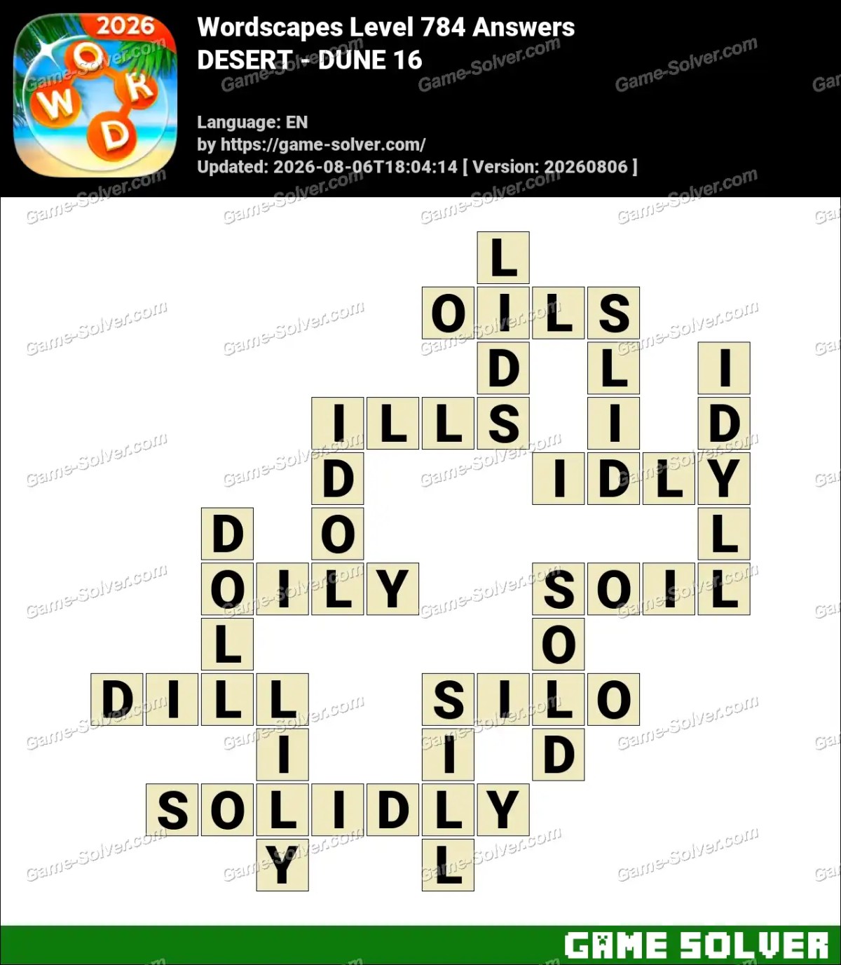 Wordscapes Level 784 Answers — DESERT - DUNE 16 Wordscapes Level 784 Answers — DESERT - DUNE 16