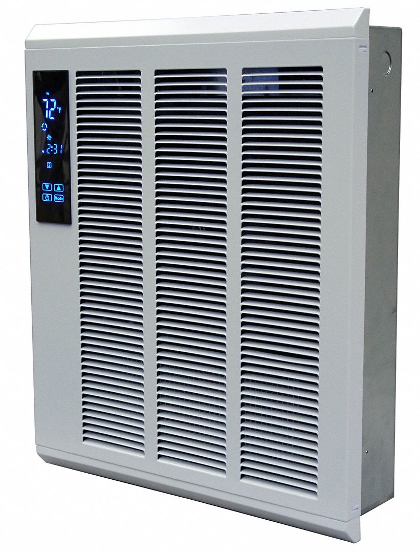 Qmark electric convection ceiling heater, surface or recessed, heater voltage 120vac, watts 750, btuh 2559: QMARK Recessed Electric Wall-Mount Heater, 1,800W/4,000W