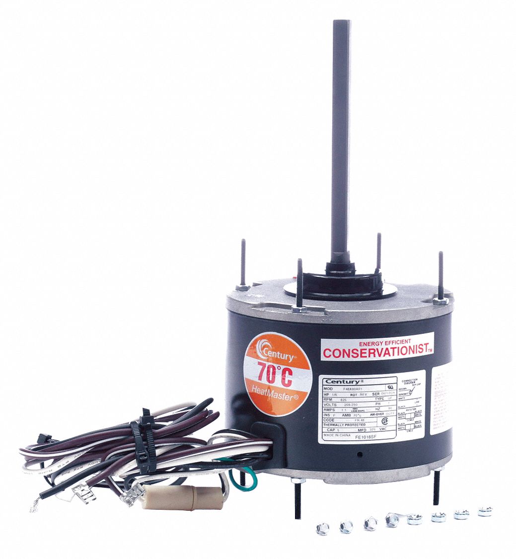 1 6 Hp Condenser Fan Motor Permanent Split Capacitor 825 Nameplate Rpm 208 230 Voltage Frame 48y