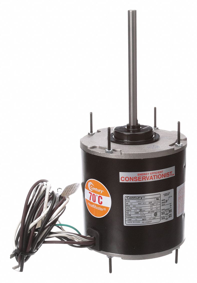 1 2 Hp Condenser Fan Motor Permanent Split Capacitor 825 Nameplate Rpm 208 230 Voltage Frame 48y