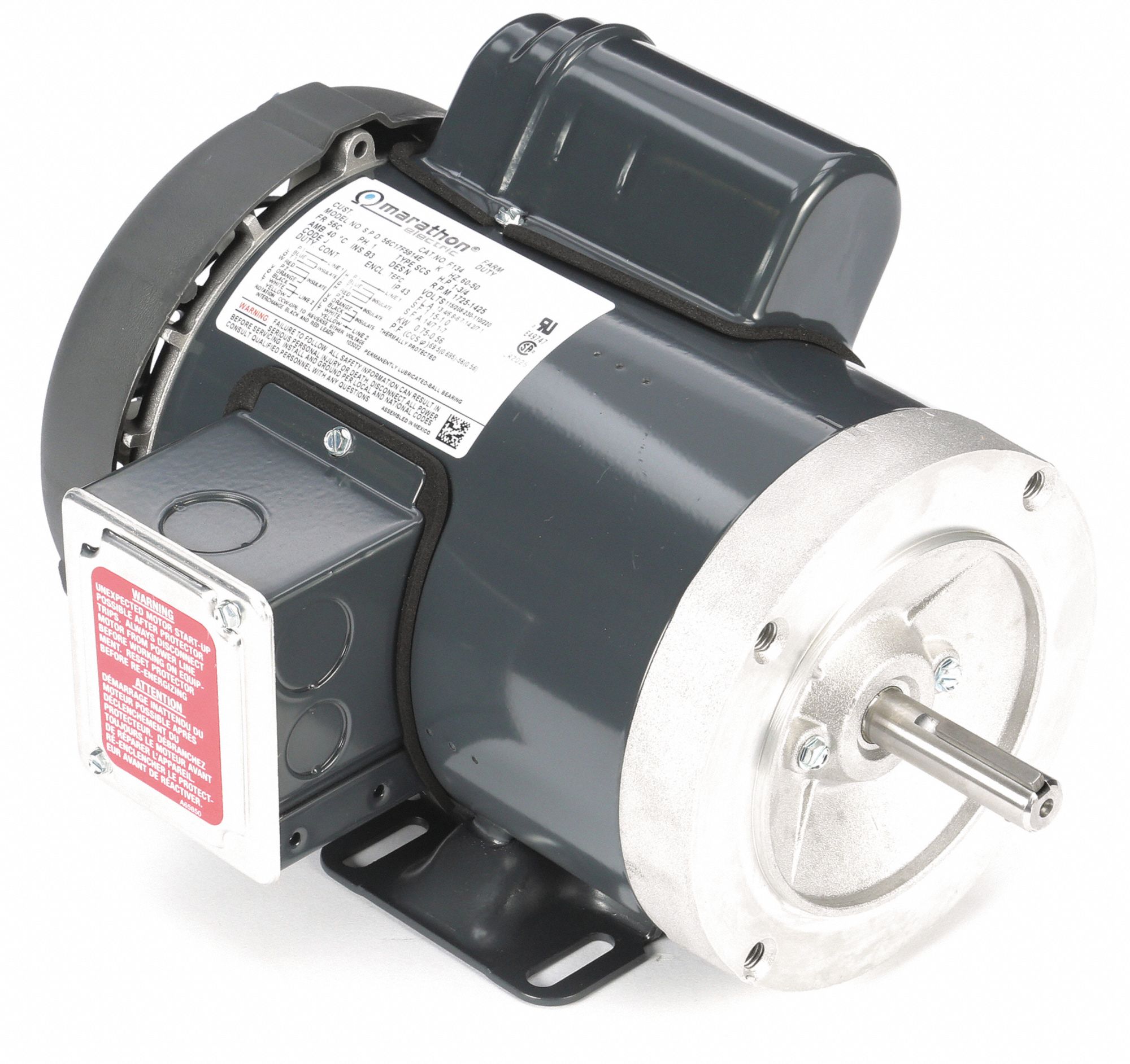 1 Hp General Purpose Motor Capacitor Start 1725 Nameplate Rpm Voltage 115 208 230 Frame 56c