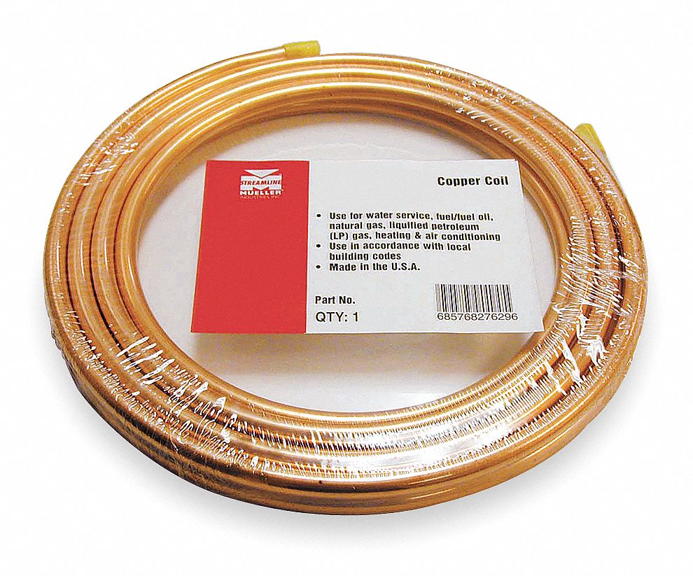 Mueller Industries 50 Ft Soft Coil Copper Tubing 3 8 In Outside Dia 0 25 In Inside Dia 3p671 655r Grainger 