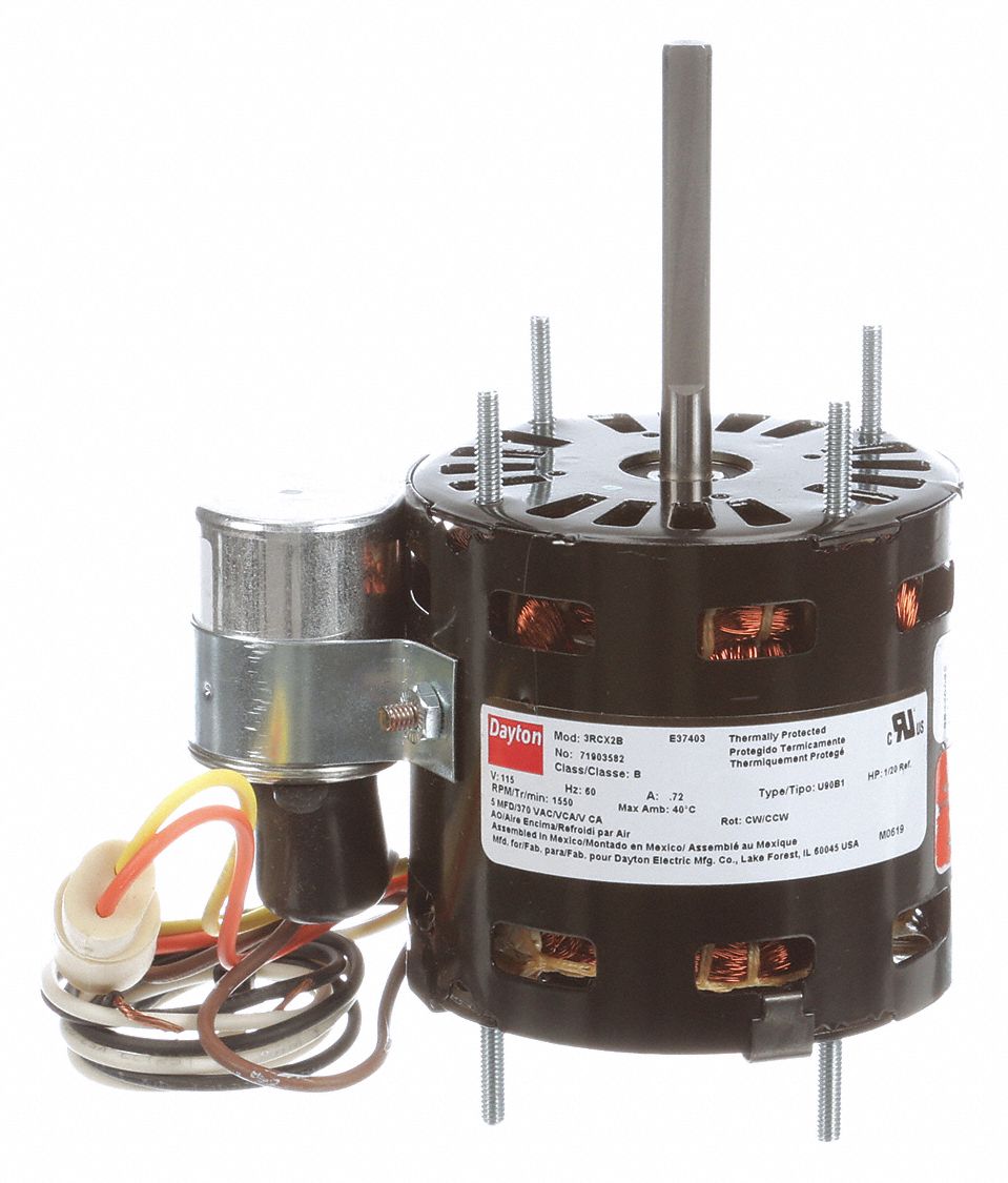 1 20 Hp Hvac Motor Permanent Split Capacitor 1550 Nameplate Rpm 115 Voltage Frame 3 3