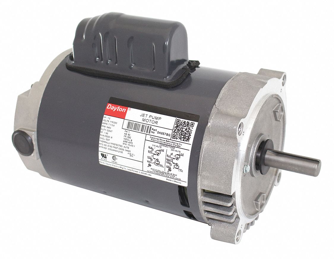 1 2 Hp Jet Pump Motor Capacitor Start 3450 Nameplate Rpm 115 230 Voltage 56c Frame