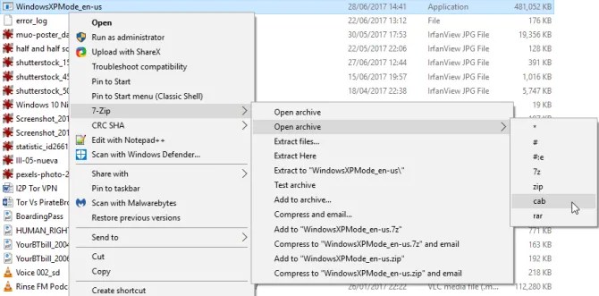 extract xp mode archive
