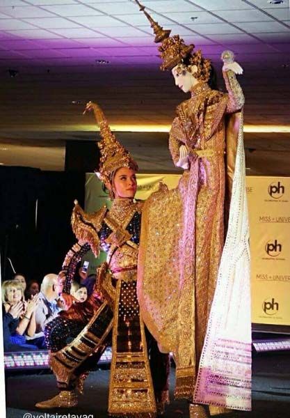 \'มารีญา\'ใชุดเมขลาล่อแก้วบนเวทีมิสยูนิเวิร์สในรอบประกวดชุดประจำชาติ 