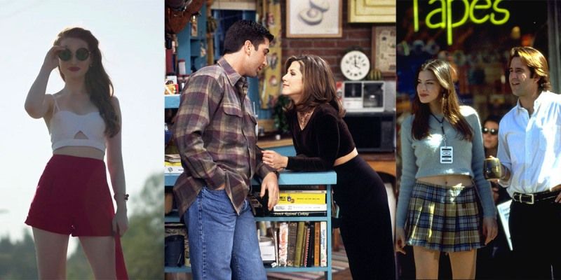 เสื้อครอป (Crop Tops)
สำหรับสาวๆ ที่อยากโชว์เอวเอสต้องใส่เสื้อครอปเลย จะจับคู่กับกางเกงหรือกระโปรงก็ดูสวยได้ไม่แพ้กัน อย่างเรเชล จาก Friends ที่แมตช์เสื้อครอปแขนยาวเข้ากับกางเกงขายาว ดูมิดชิดแต่ก็แอบเผยผิวได้แบบเนียนๆ หรือคอรีย์ เมสัน จาก แหล่งจ๊าบก๊วนแจม (Empire Records) ที่จับมาใส่คู่กับกระโปรงลายสก็อต ได้ลุคสาวมัธยมที่ทั้งเท่และร่าเริง ปัจจุบันแฟชั่นเสื้อครอปก็ยังไม่ได้หายไปไหน แต่ได้ถูกปรับเปลี่ยนมาให้มีความหลากหลายยิ่งขึ้นเหมือนเสื้อครอปสายเดี่ยวที่เชอรีล บลอสซั่มจาก ริเวอร์เดล (Riverdale) ใส่คู่กับกระโปรงสีประจำตัวของเธอพร้อมคอมพลีทลุคด้วยแว่นกันแดด เซ็กซี่กันจนปรอทแตกไปเลย