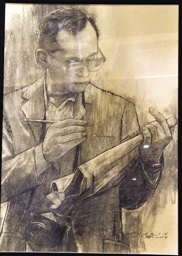 “คิดถึงองค์พระราชา” ผลงานของ ดินหิน รักพงษ์อโศก ชนะการประมูลที่ 160,000 บาท