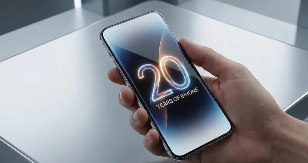 iPhone 微曲面螢幕，展現纖薄機身與邊緣均勻亮度。