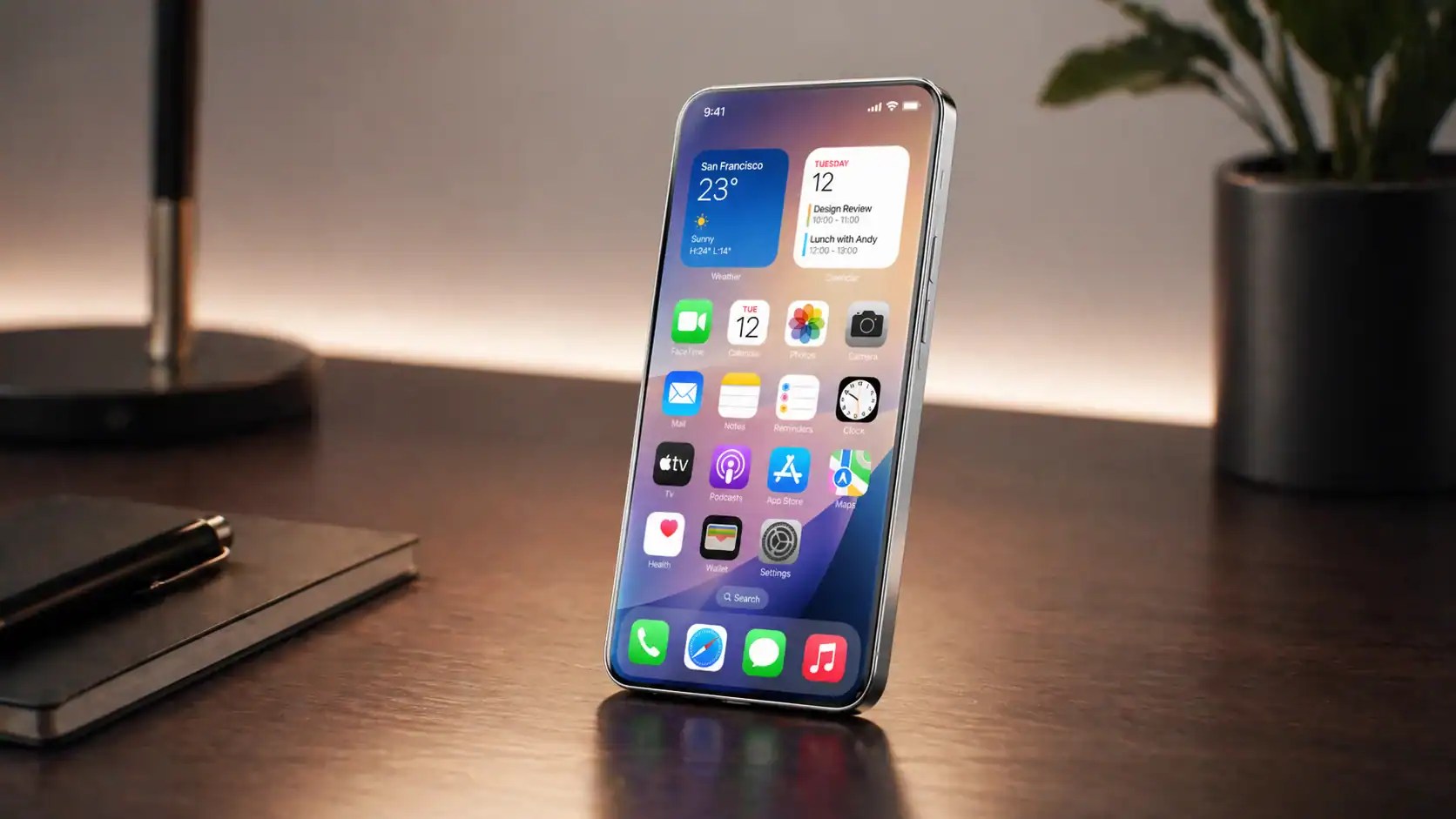 無邊框液態玻璃 iPhone 展示極致全螢幕視覺體驗。