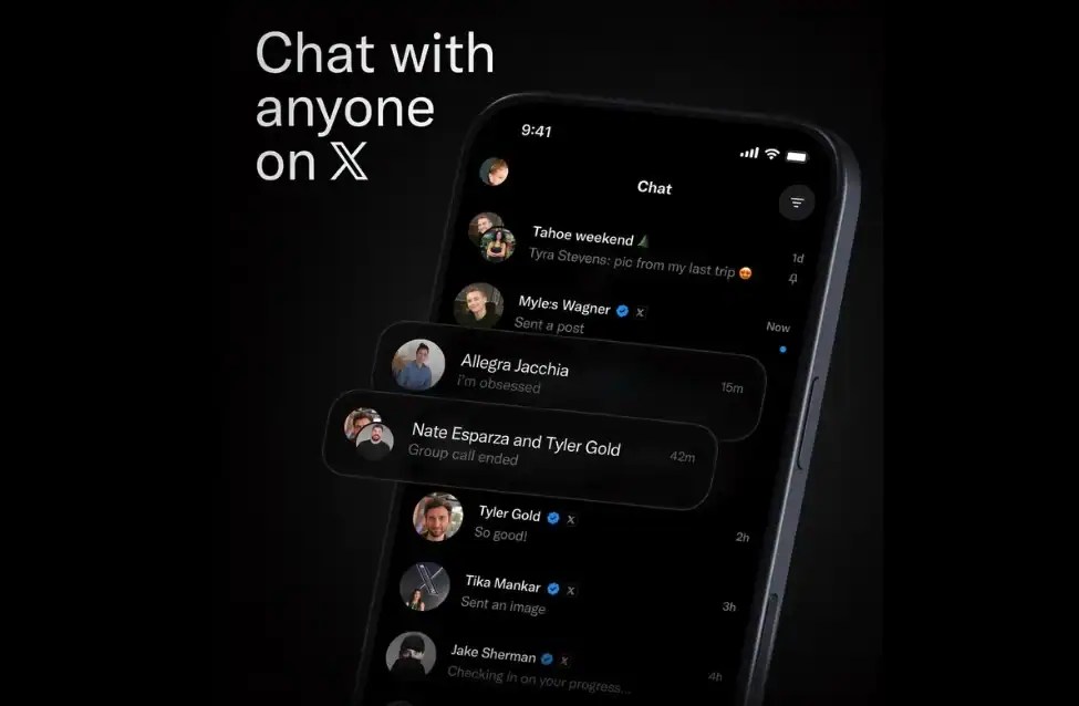 智慧型手機顯示 XChat 簡潔的加密通訊介面