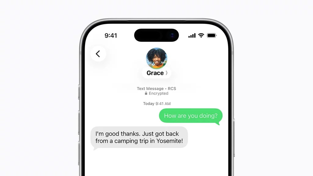 iPhone 與 Android 的 RCS 點對點加密訊息。