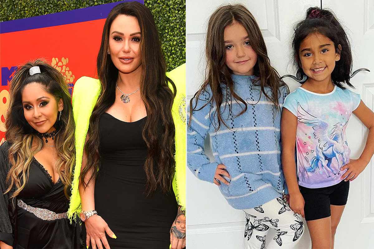Both snooki and jionni wore face masks in the snap, while the mtv star rocked a full face of makeup and completed the look with a white baseball cap that featured mickey mouse on it. Jenni Jwoww Farley Nicole Snooki Polizzi S Daughters Are Mini Me S Photo People Com
