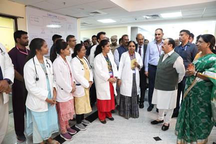 Health Minister J. P. Nadda reviewing facilities at AIIMS Bibinagar