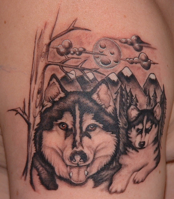 Siberian Husky - Pup & Adult Tattoo 687_x_600_jpg