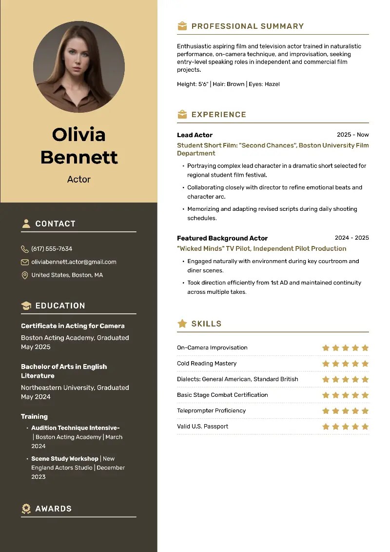 Sample Acting Resume