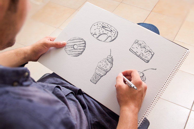 Aucune pièce ne crée une identité unique comme un mockup de croquis dessiné à la main. Pack De Mockups De Carnet De Croquis Renderforest