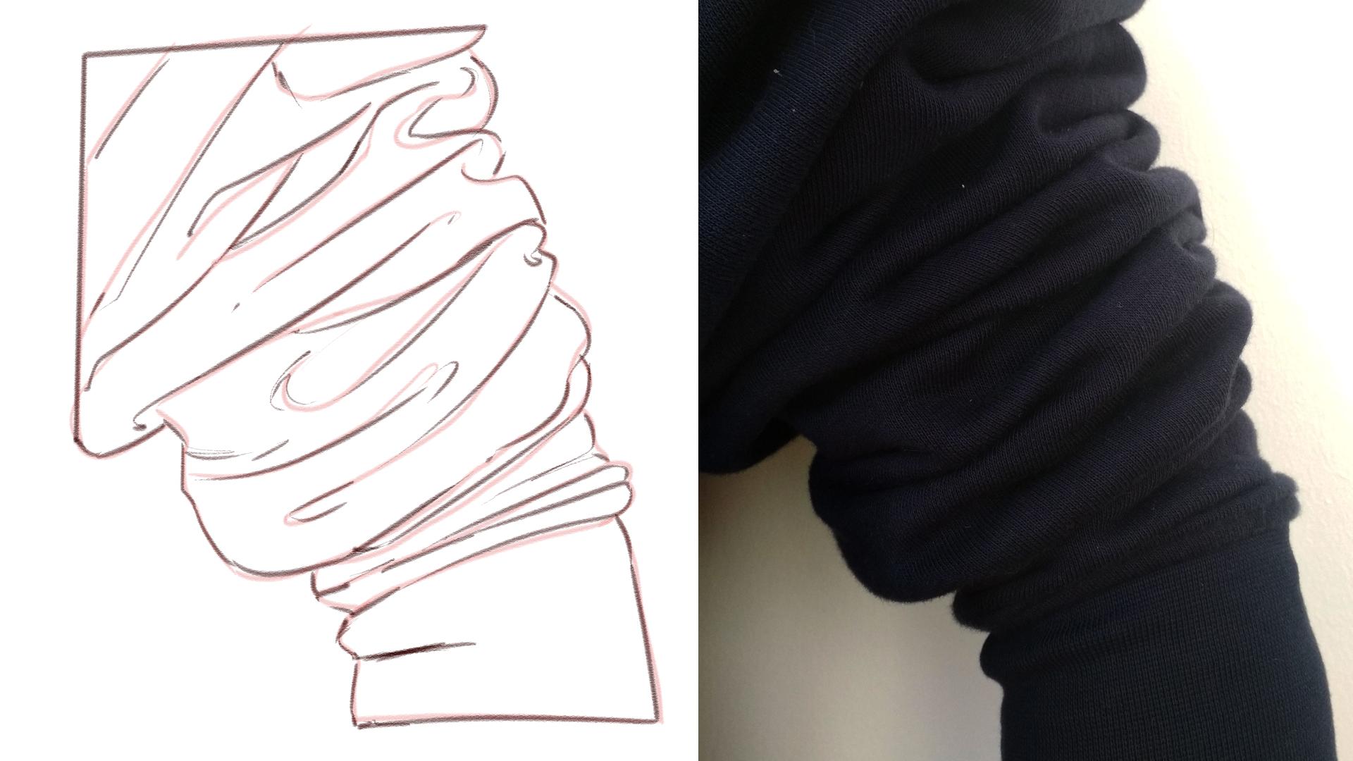 Choose any of 4 images and try to draw it. How To Draw Clothes Hoodies With Spiral Folds Patricia Caldeira Skillshare