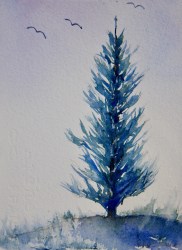 watercolor painting evergreen trees skillshare nichols eva